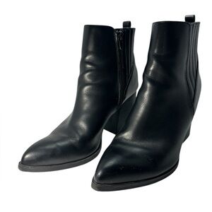 ESPRIT Women Noelle Black Leather Heeled 3 inches boots Size 8.5